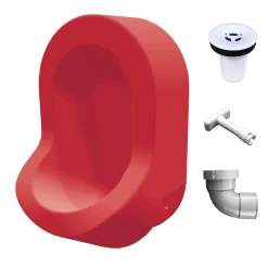 Ti'Pi Urinoir sans eau mural avec kit valve et manchon droit - Polyéthylène - Rouge