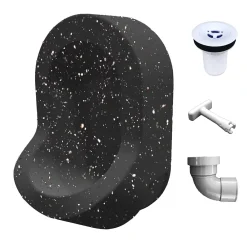 Urinoir|Ti'Pi Urinoir sans eau mural avec kit valve et manchon droit - Polyéthylène - Noir chiné