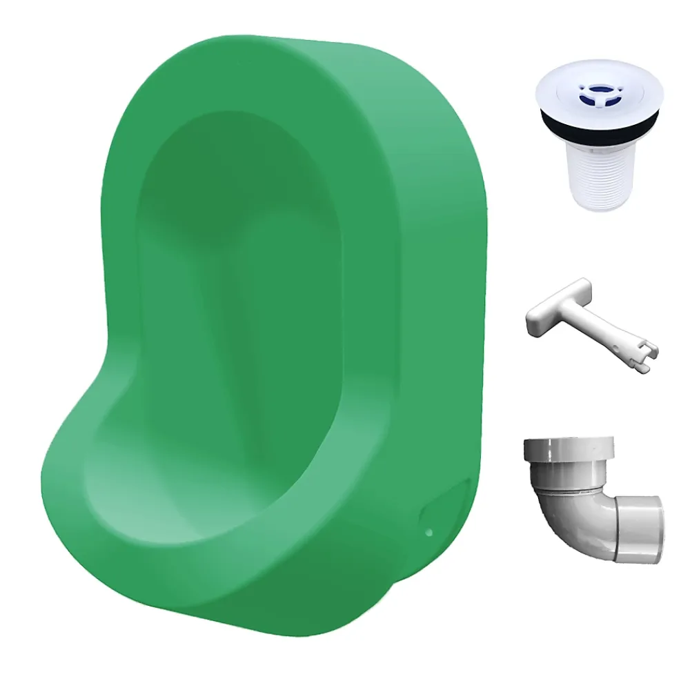 Urinoir|Ti'Pi Urinoir sans eau mural avec kit valve et manchon droit - Polyéthylène - Vert