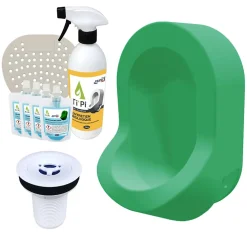 Ti'Pi Urinoir sans eau mural vert + kit valve bec de canard + pack entretien