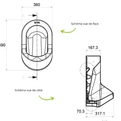 Urinoir|Ti'Pi Urinoir sans eau mural jaune + kit valve bec de canard + pack entretien