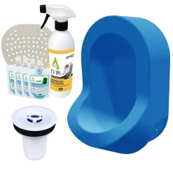 Ti'Pi Urinoir sans eau mural bleu + kit valve bec de canard + pack entretien