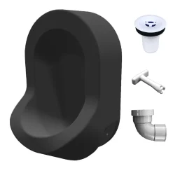 Urinoir|Ti'Pi Urinoir sans eau mural avec kit valve et manchon droit - Polyéthylène - Noir