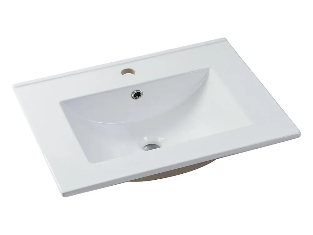 Vasque À Encastrer|Vente-unique Vasque à encastrer blanche rectangle en céramique - 61 x 46,5 cm - MOTIAC