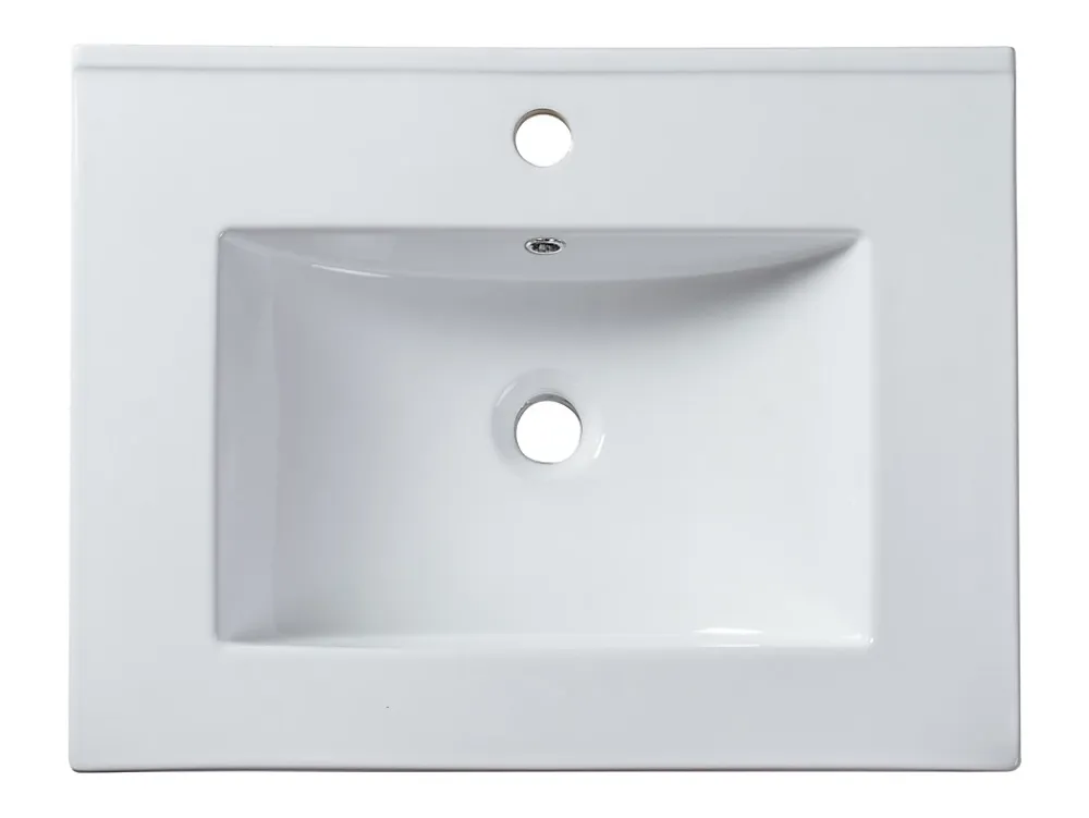 Vasque À Encastrer|Vente-unique Vasque à encastrer blanche rectangle en céramique - 61 x 46,5 cm - MOTIAC