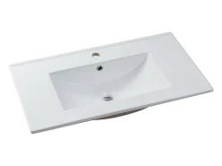 Vasque À Encastrer|Vente-unique Vasque à encastrer blanche rectangle en céramique - 101 x 46,5 cm - MOTIAC