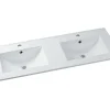 Vente-unique Vasque à encastrer blanche rectangle en céramique - 122 x 46,5 cm - MOTIAC