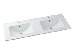 Vente-unique Vasque à encastrer blanche rectangle en céramique - 122 x 46,5 cm - MOTIAC