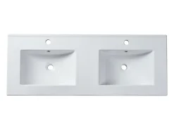 Vente-unique Vasque à encastrer blanche rectangle en céramique - 122 x 46,5 cm - MOTIAC