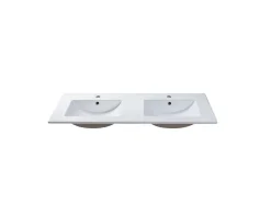 Vente-unique Vasque à encastrer blanche rectangle en céramique - 122 x 46,5 cm - MOTIAC