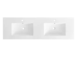 Vasque À Encastrer|Vente-unique Vasque à encastrer blanche rectangle en céramique - 151 x 46,5 cm - MOTIAC