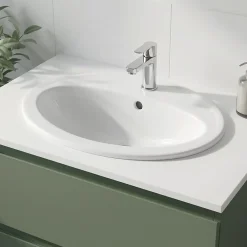 GoodHome Vasque à encastrer céramique Turso Blanc NF