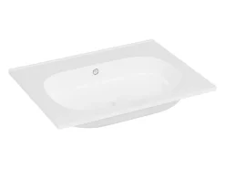 Vasque À Encastrer|Vente-unique Vasque à encastrer en résine effet pierre - Blanc - L60 x l46 cm - OKIWA