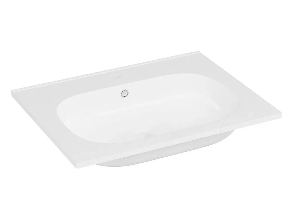 Vasque À Encastrer|Vente-unique Vasque à encastrer en résine effet pierre - Blanc - L60 x l46 cm - OKIWA