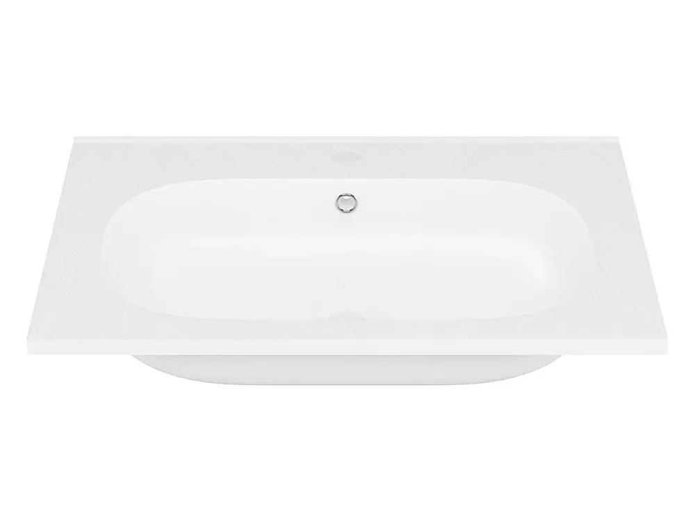 Vasque À Encastrer|Vente-unique Vasque à encastrer en résine effet pierre - Blanc - L60 x l46 cm - OKIWA