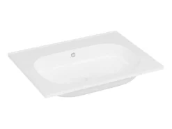 Vasque À Encastrer|Vente-unique Vasque à encastrer en résine effet pierre - Blanc - L60 x l46 cm - OKIWA