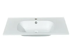 Vasque À Encastrer|Vente-unique Vasque à encastrer en résine effet pierre - Blanc - L80 x l46 cm - OKIWA