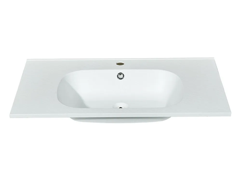 Vasque À Encastrer|Vente-unique Vasque à encastrer en résine effet pierre - Blanc - L80 x l46 cm - OKIWA