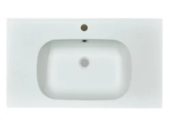 Vasque À Encastrer|Vente-unique Vasque à encastrer en résine effet pierre - Blanc - L80 x l46 cm - OKIWA