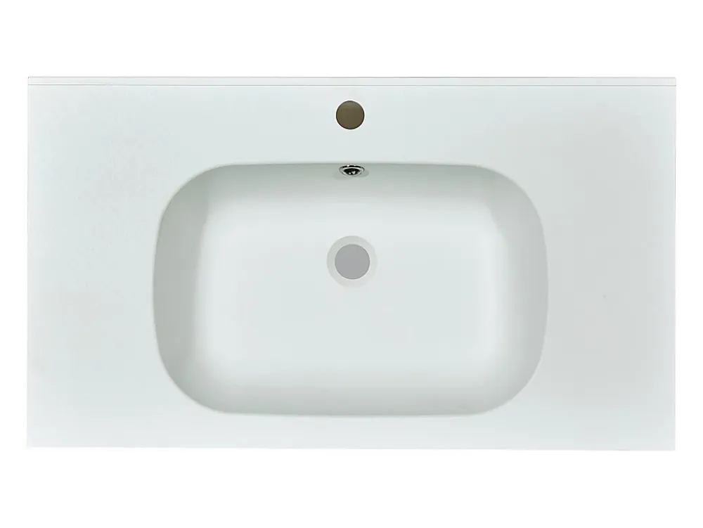 Vasque À Encastrer|Vente-unique Vasque à encastrer en résine effet pierre - Blanc - L80 x l46 cm - OKIWA