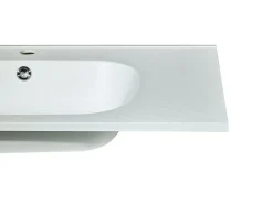 Vasque À Encastrer|Vente-unique Vasque à encastrer en résine effet pierre - Blanc - L80 x l46 cm - OKIWA
