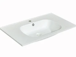 Vasque À Encastrer|Vente-unique Vasque à encastrer en résine effet pierre - Blanc - L80 x l46 cm - OKIWA