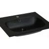 Vasque À Encastrer|Vente-unique Vasque à encastrer en résine effet pierre - Noir - L60 x l46 cm - OKIWA