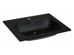 Vasque À Encastrer|Vente-unique Vasque à encastrer en résine effet pierre - Noir - L60 x l46 cm - OKIWA