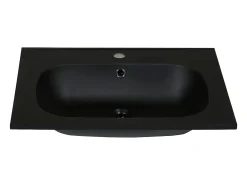 Vasque À Encastrer|Vente-unique Vasque à encastrer en résine effet pierre - Noir - L60 x l46 cm - OKIWA