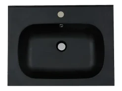 Vasque À Encastrer|Vente-unique Vasque à encastrer en résine effet pierre - Noir - L60 x l46 cm - OKIWA
