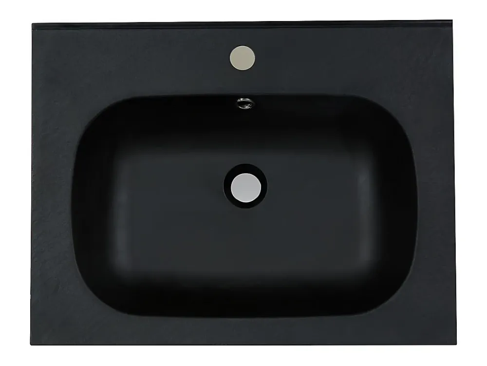 Vasque À Encastrer|Vente-unique Vasque à encastrer en résine effet pierre - Noir - L60 x l46 cm - OKIWA