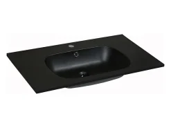 Vente-unique Vasque à encastrer en résine effet pierre - Noir - L80 x l46 cm - OKIWA
