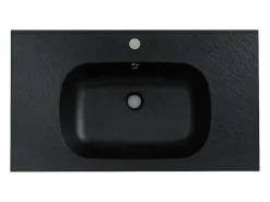 Vente-unique Vasque à encastrer en résine effet pierre - Noir - L80 x l46 cm - OKIWA