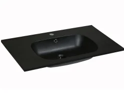 Vente-unique Vasque à encastrer en résine effet pierre - Noir - L80 x l46 cm - OKIWA