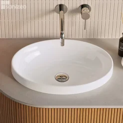 Vasque À Encastrer|Lavaberg Vasque à encastrer ovale - Blanc Brillant - Minéral composite - L50 x l37 x H12 -3 cm - RUNA
