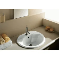 Vasque À Encastrer|Sanindusa Vasque à encastrer par dessus 58x49,5 céramique traditionnelle Jade blanc