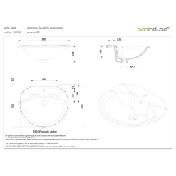 Vasque À Encastrer|Sanindusa Vasque à encastrer par dessus 58x49,5 céramique traditionnelle Jade blanc