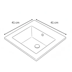 Vasque À Encastrer|Otitec Vasque à encastrer rectangulaire - 41,5 x 41,5 cm - Blanc brillant - VELIA