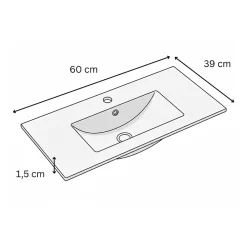 Vasque À Encastrer|Otitec Vasque à encastrer rectangulaire - 60 x 39 cm - Blanc brillant - AUREA