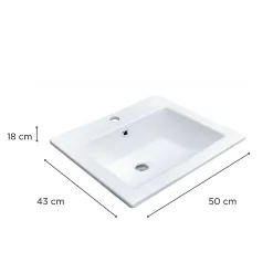 Vasque À Encastrer|Mob-In Vasque à encastrer rectangle en céramique blanche 50x43cm