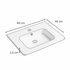 Otitec Vasque à encastrer rectangulaire - 60 x 46 cm - Blanc brillant - ORIS