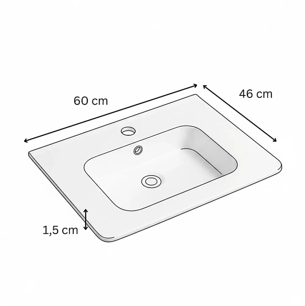 Otitec Vasque à encastrer rectangulaire - 60 x 46 cm - Blanc brillant - ORIS