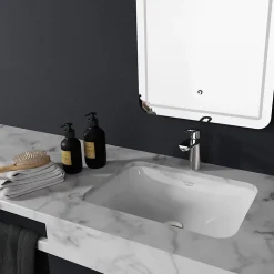 Vasque À Encastrer|Planète Bain Vasque à encastrer sous plan 55 cm en céramique blanche - Taormine