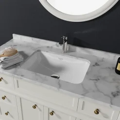Vasque À Encastrer|Planète Bain Vasque à encastrer sous plan 55 cm en céramique blanche - Taormine