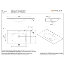 Vasque À Encastrer|Sanindusa Vasque à encastrer sur plan de toilette ou à poser sur meuble 81x46 hauteur 15cm (mitigeur et vidage non inclus)