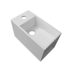Bernstein Vasque / Lavabo mural rectangulaire Fonte minérale 33x18x20,5cm Blanc mat, rangement intégré - PB2046