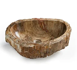Pegane Vasque à poser / lavabo en pierre naturelle coloris brun - Longueur 45 x Hauteur 15 x Profondeur 40 cm