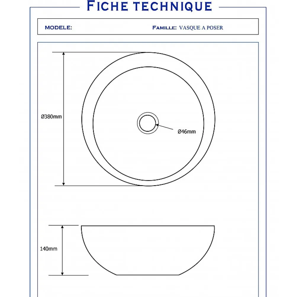 Planète Bain Vasque à poser bol design blanche