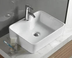 Lavabo|Silla Global Vasque à poser carré, céramique 49x38x13 cm Blanc