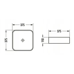 Lavabo|Silla Global Vasque à poser carré, céramique, 37,5x37,5x11 cm, blanc